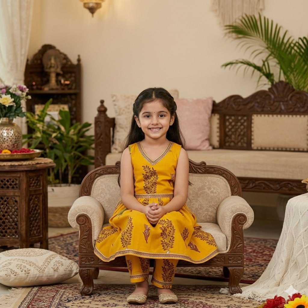 Ynf Cotton KESH642 017 Kids Wear Festive Collections Wholesale Girls Cotton Frocks Kids Festive Wear Kids Party Wear Ethnic Manufacturer- Kids Exports