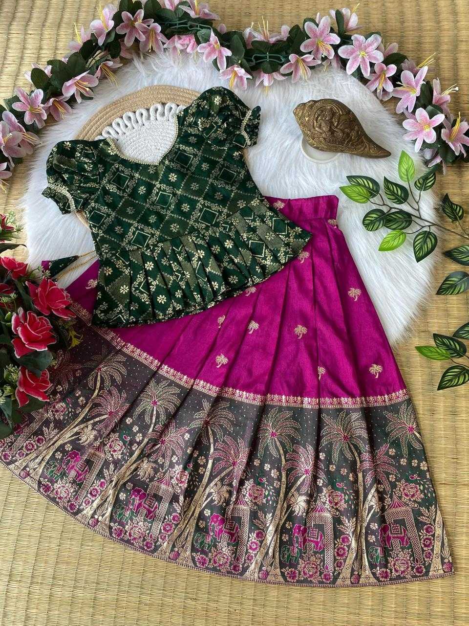 Ynf Dola Silk KESH503 8152 Kids Wear Wholesale Kids Lehenga Kids Traditional Outfits Kids Navratri Outfits Manufacturer- Kids Exports