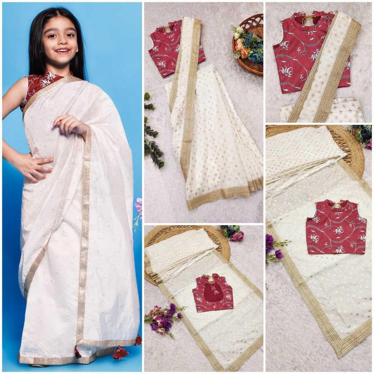 Ynf Dola Silk KESH505 003 Kids Wear Wholesale Kids Saree Dress Kids Festive Wear Kids Party Wear Ethnic Manufacturer- Kids Exports