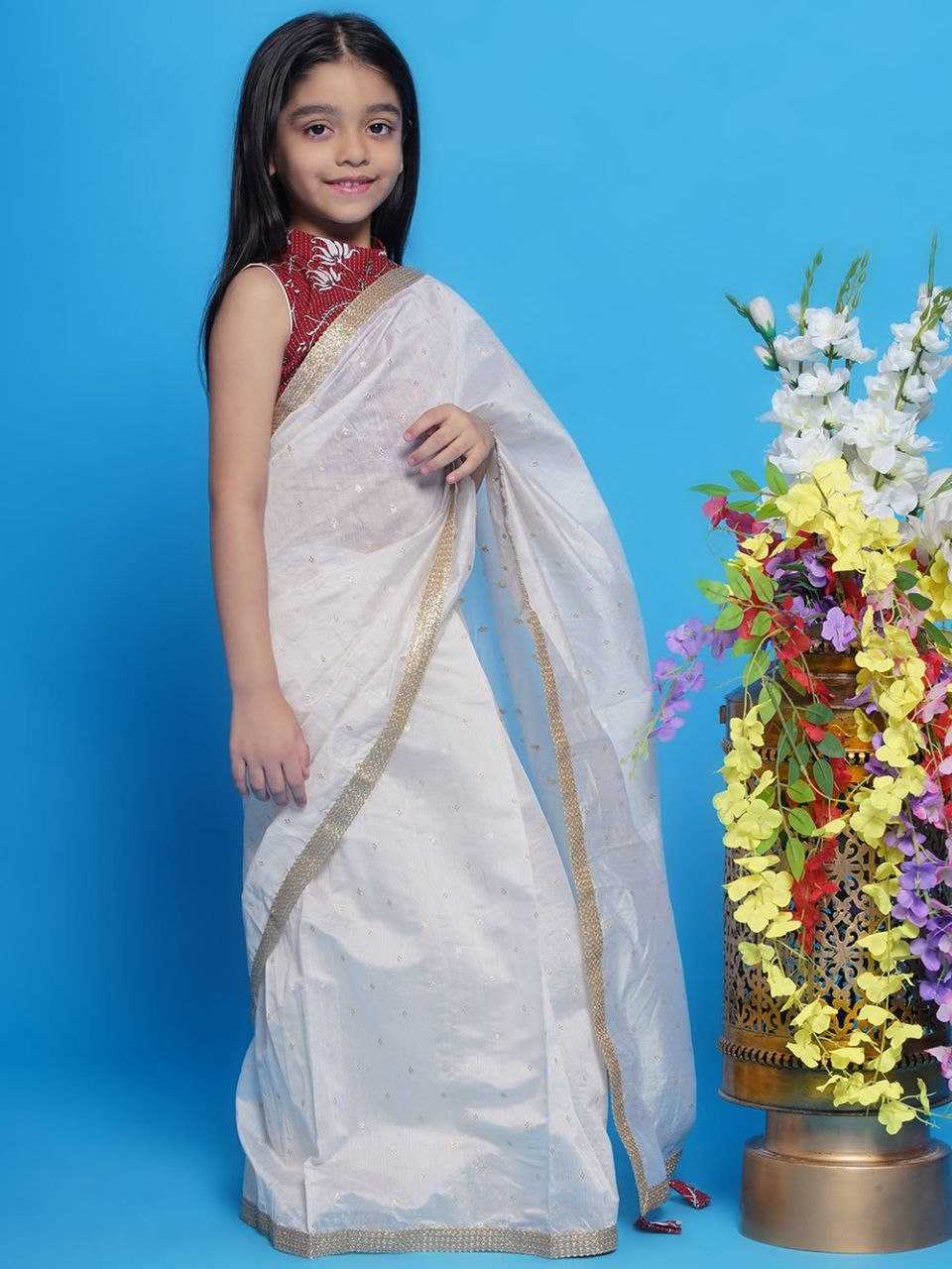 Ynf Dola Silk KESH505 003 Kids Wear Wholesale Kids Saree Dress Kids Festive Wear Kids Party Wear Ethnic Manufacturer- Kids Exports