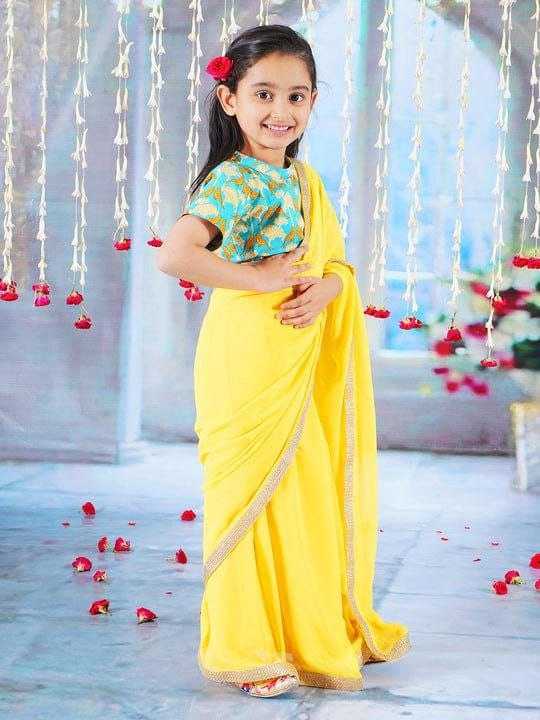 Ynf Dola Silk KESH505 006 Kids Wear Wholesale Kids Saree Dress Kids Traditional Outfits Kids Party Wear Ethnic Manufacturer- Kids Exports