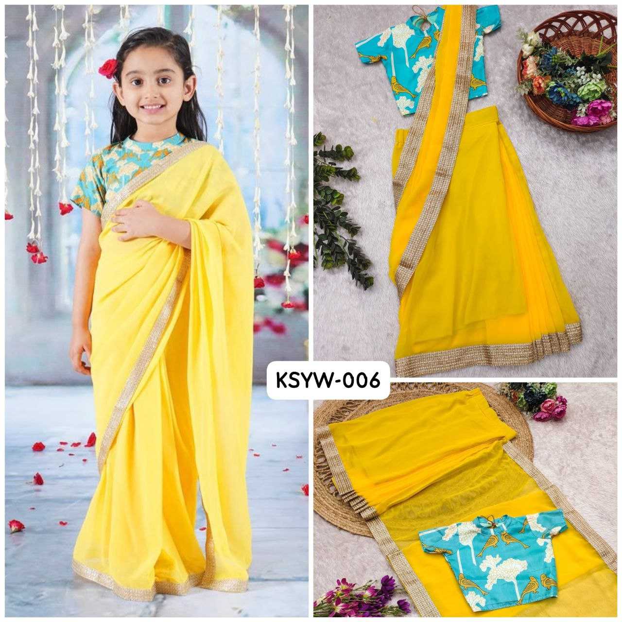 Ynf Dola Silk KESH505 006 Kids Wear Wholesale Kids Saree Dress Kids Traditional Outfits Kids Party Wear Ethnic Manufacturer- Kids Exports