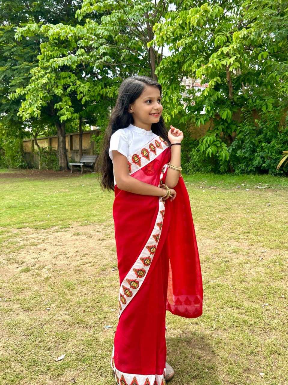 Ynf Dola Silk KESH505 014 Kids Wear Wholesale Kids Saree Dress Kids Festive Wear Kids Party Wear Ethnic Manufacturer- Kids Exports