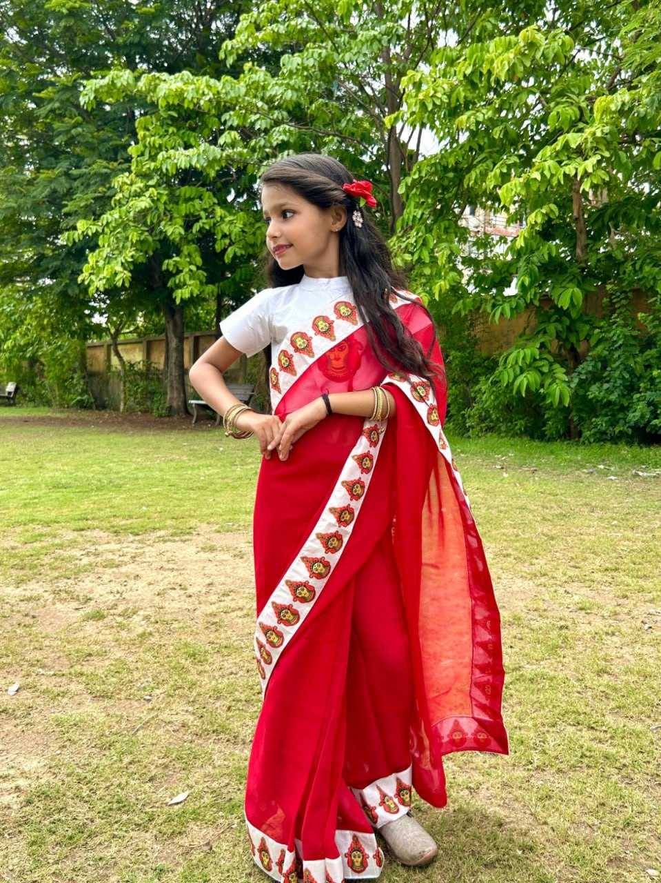 Ynf Dola Silk KESH505 014 Kids Wear Wholesale Kids Saree Dress Kids Festive Wear Kids Party Wear Ethnic Manufacturer- Kids Exports