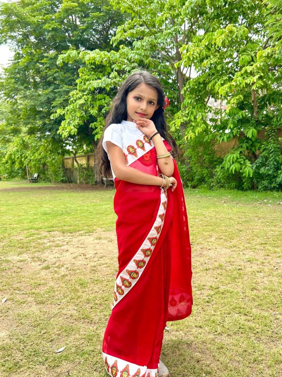 Ynf Dola Silk KESH505 014 Kids Wear Wholesale Kids Saree Dress Kids Festive Wear Kids Party Wear Ethnic Manufacturer- Kids Exports