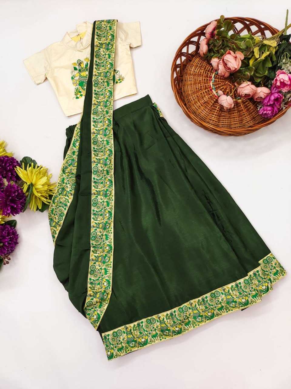 Ynf Dola Silk KESH505 018 Kids Wear Wholesale Kids Saree Dress Kids Festive Wear Kids Party Wear Ethnic Manufacturer- Kids Exports