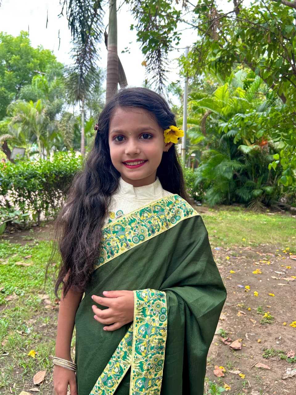 Ynf Dola Silk KESH505 018 Kids Wear Wholesale Kids Saree Dress Kids Festive Wear Kids Party Wear Ethnic Manufacturer- Kids Exports