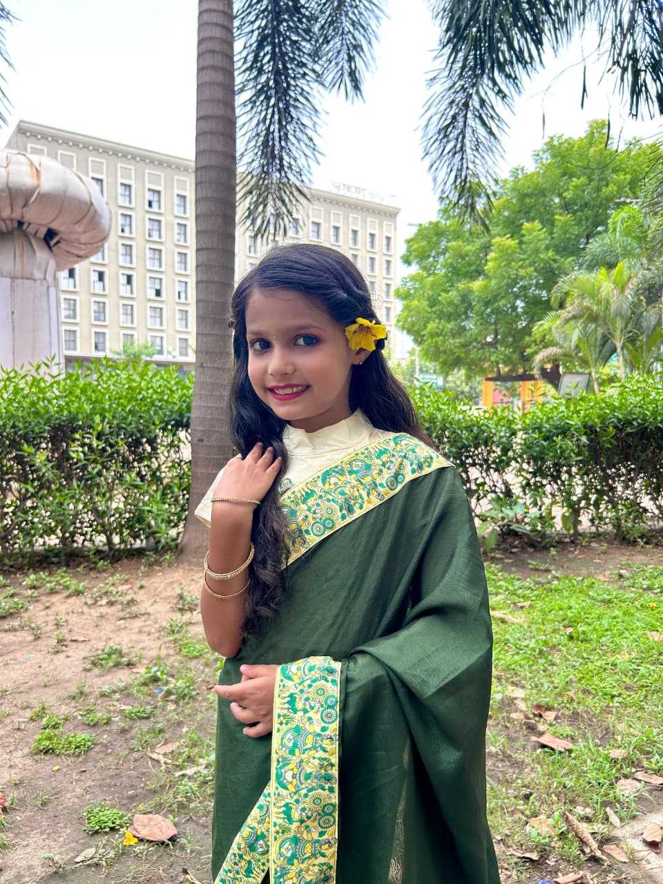 Ynf Dola Silk KESH505 018 Kids Wear Wholesale Kids Saree Dress Kids Festive Wear Kids Party Wear Ethnic Manufacturer- Kids Exports