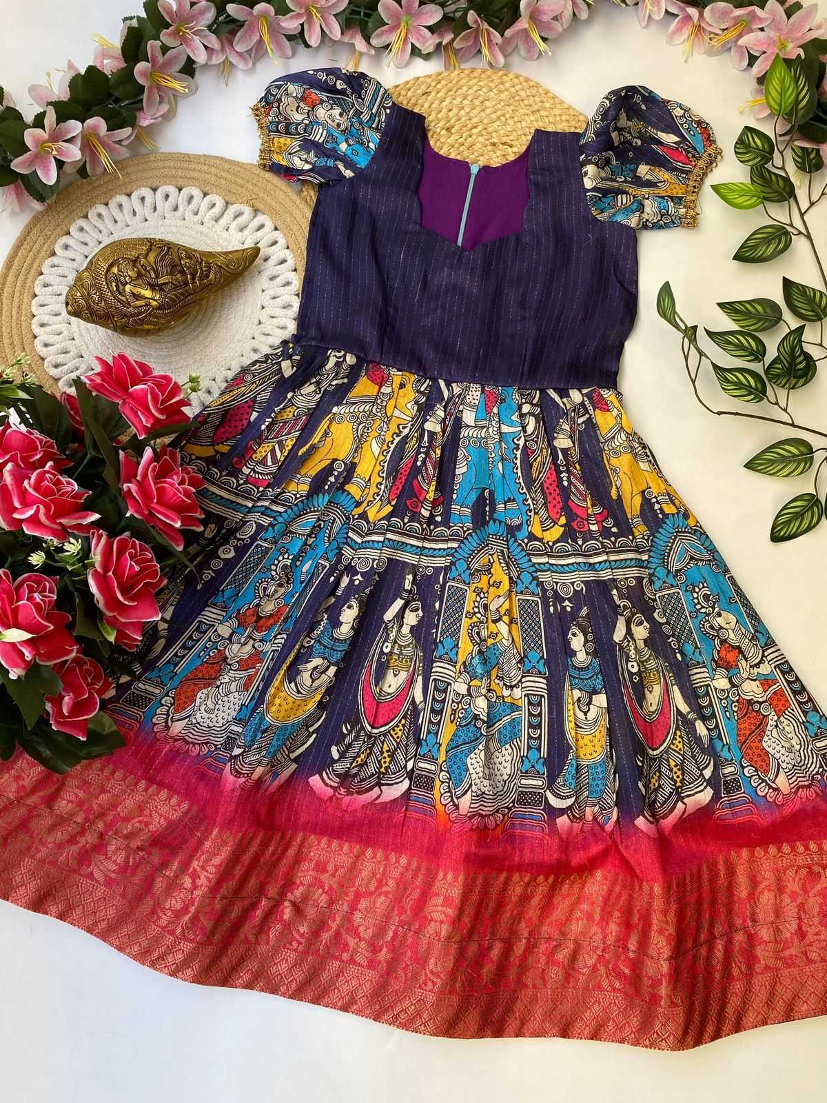 Ynf Dola Silk RIN235 Drishti Kids Wear Wholesale Kids Traditional Outfits Kids Ethnic Gowns Kids Silk Dress Manufacturer- Kids Exports