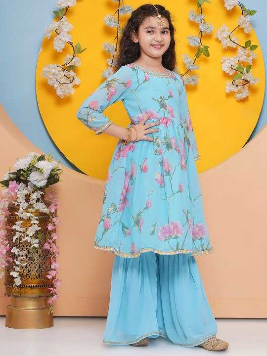 Ynf Georgette KESH642 MANVI Kids Wear Festive Collections Wholesale Kids Sharara Kids Festive Wear Kids Wedding Outfits Manufacturer- Kids Exports