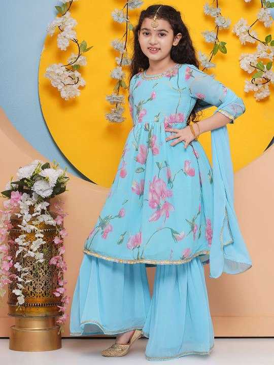 Ynf Georgette KESH642 MANVI Kids Wear Festive Collections Wholesale Kids Sharara Kids Festive Wear Kids Wedding Outfits Manufacturer- Kids Exports