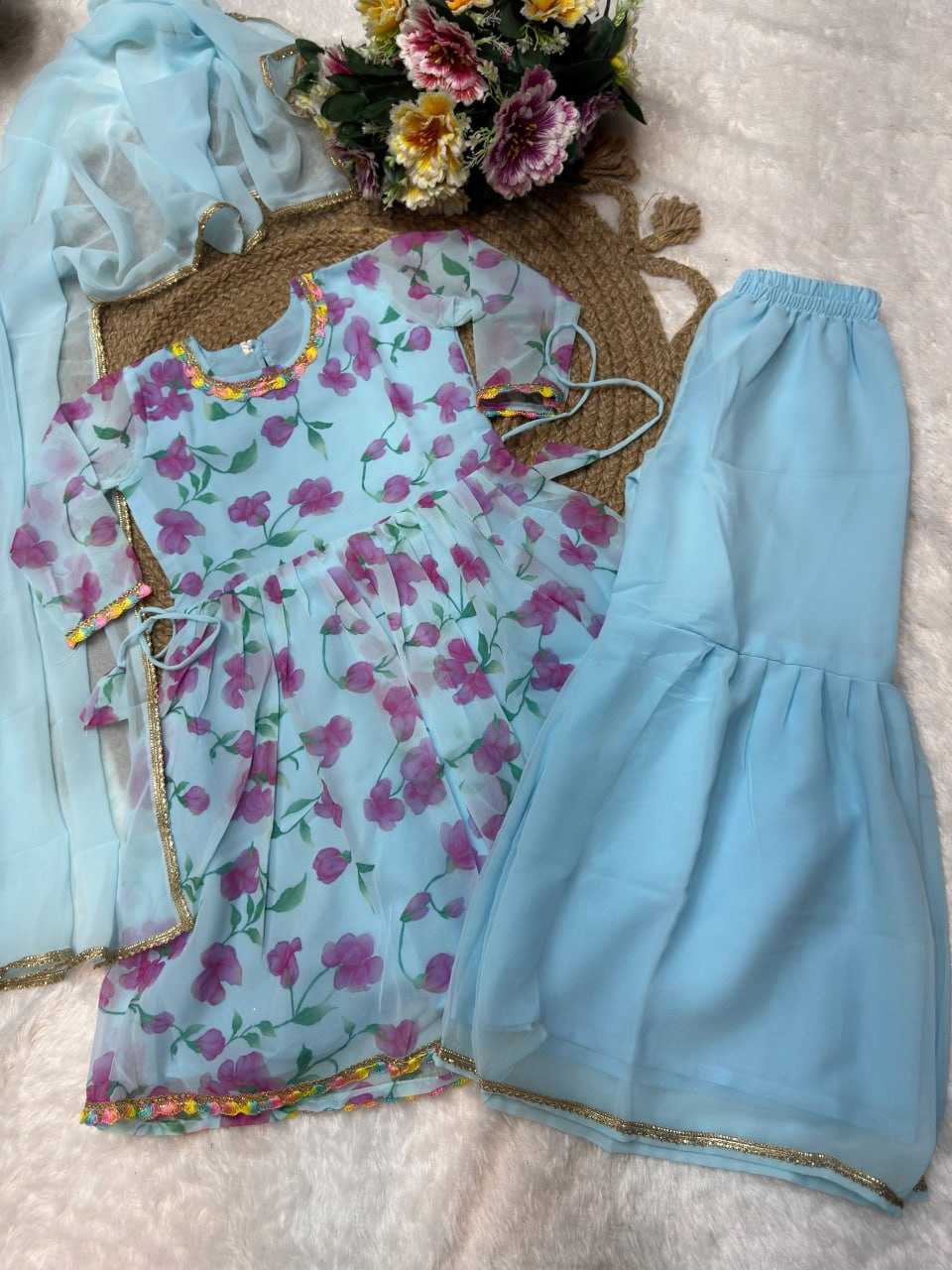 Ynf Georgette KESH642 MANVI Kids Wear Festive Collections Wholesale Kids Sharara Kids Festive Wear Kids Wedding Outfits Manufacturer- Kids Exports