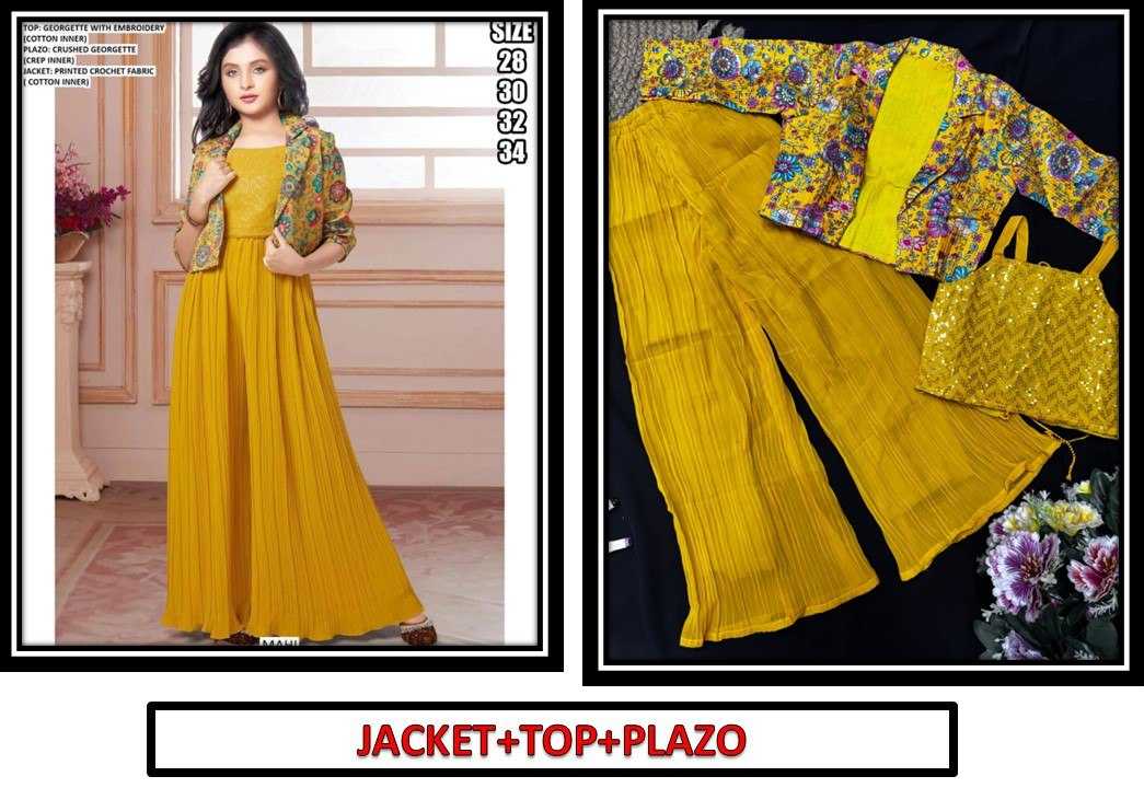 Ynf Georgette KESH642 MEETA Kids Wear Festive Collections Wholesale Kids Festive Wear Kids Wedding Outfits Kids Traditional Jackets Manufacturer- Kids Exports