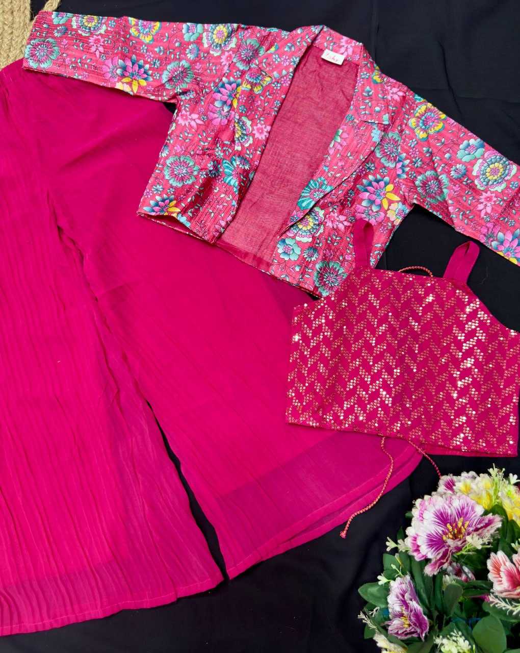 Ynf Georgette KESH642 MEETA Kids Wear Festive Collections Wholesale Kids Festive Wear Kids Wedding Outfits Kids Traditional Jackets Manufacturer- Kids Exports