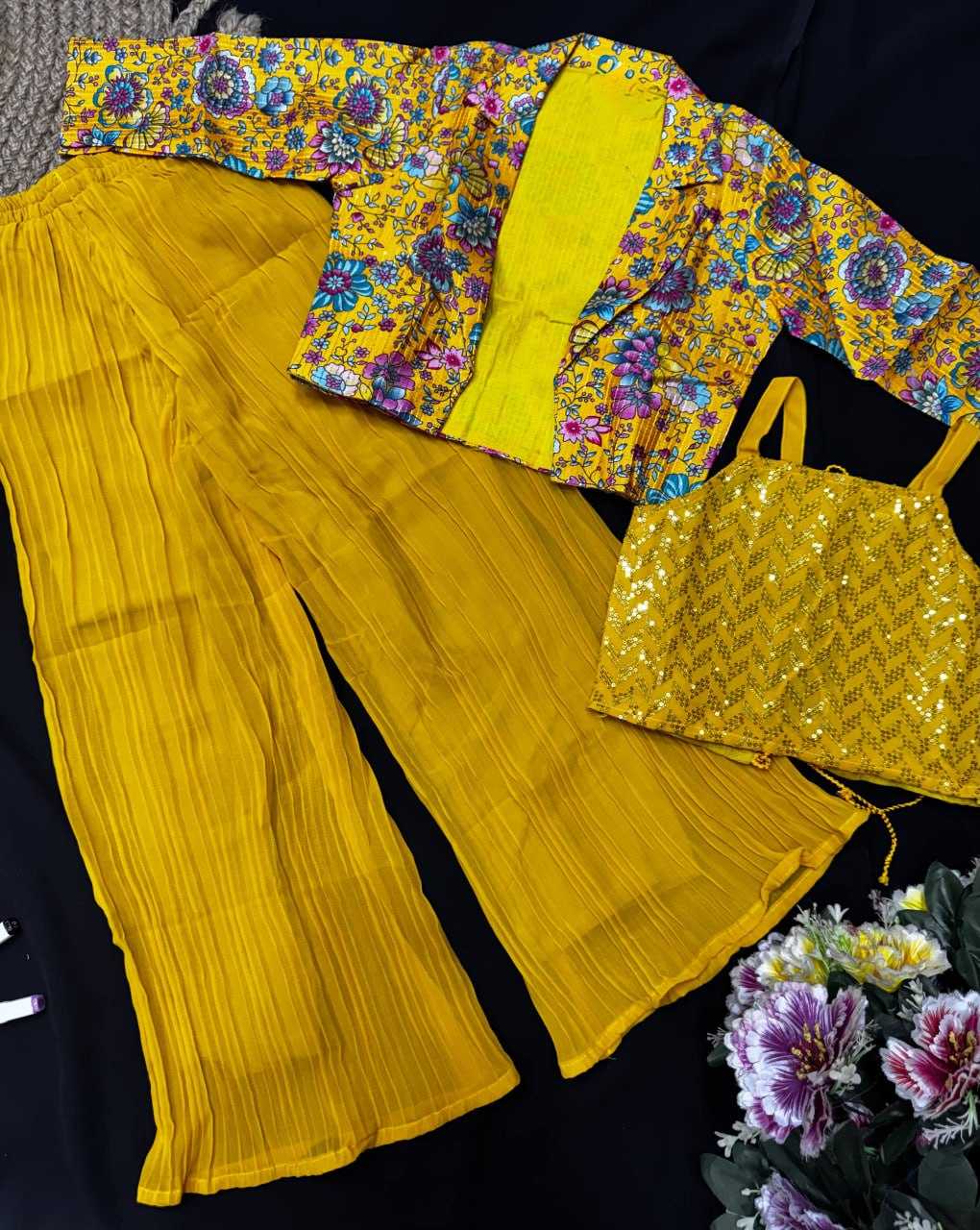 Ynf Georgette KESH642 MEETA Kids Wear Festive Collections Wholesale Kids Festive Wear Kids Wedding Outfits Kids Traditional Jackets Manufacturer- Kids Exports