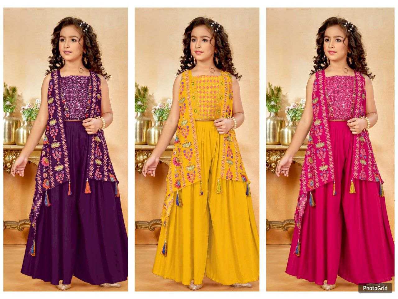 Ynf Heavy Crepe KESH461 166 Kids Wear Wholesale Embroidered Frock Kids Designer Frock Kids Traditional Jackets Manufacturer- Kids Exports