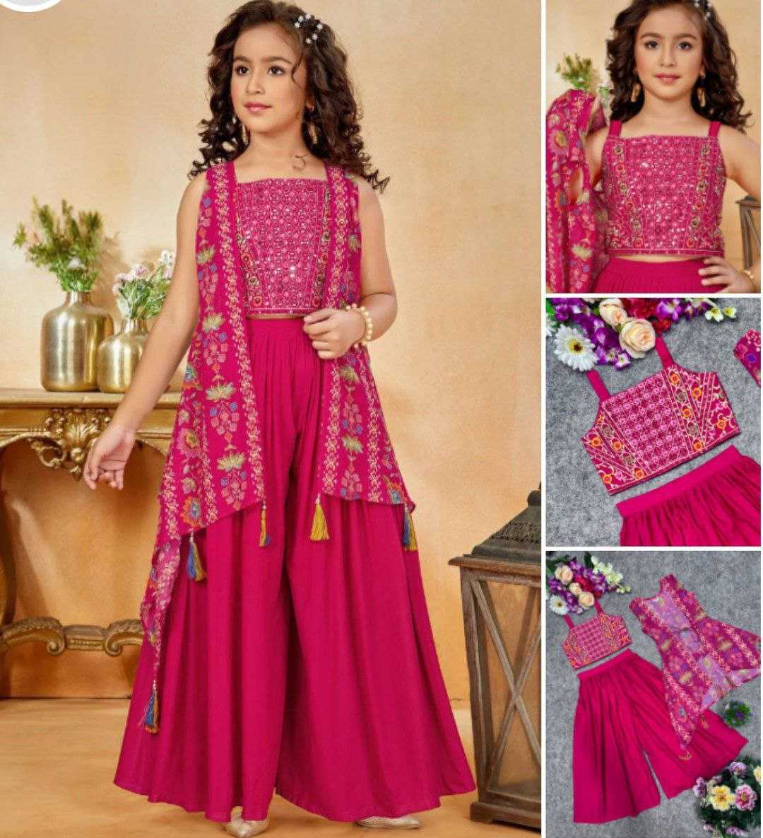 Ynf Heavy Crepe KESH461 166 Kids Wear Wholesale Embroidered Frock Kids Designer Frock Kids Traditional Jackets Manufacturer- Kids Exports