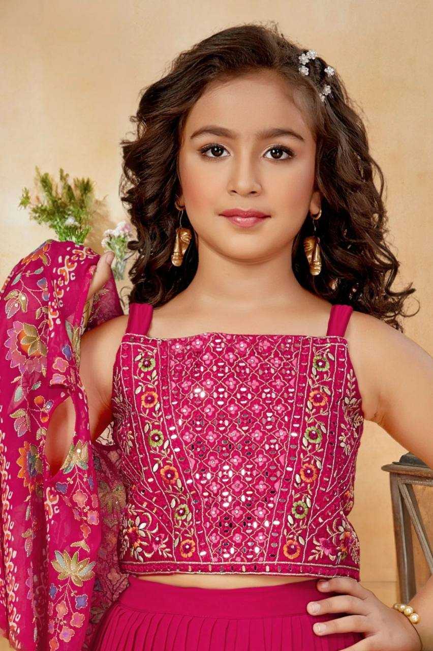 Ynf Heavy Crepe KESH642 049 Kids Wear Wholesale Embroidered Frock Girls Kurti Kids Festive Wear Manufacturer- Kids Exports