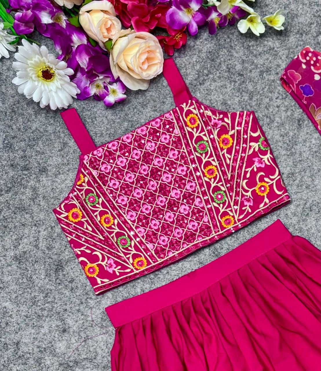 Ynf Heavy Crepe KESH642 049 Kids Wear Wholesale Embroidered Frock Girls Kurti Kids Festive Wear Manufacturer- Kids Exports