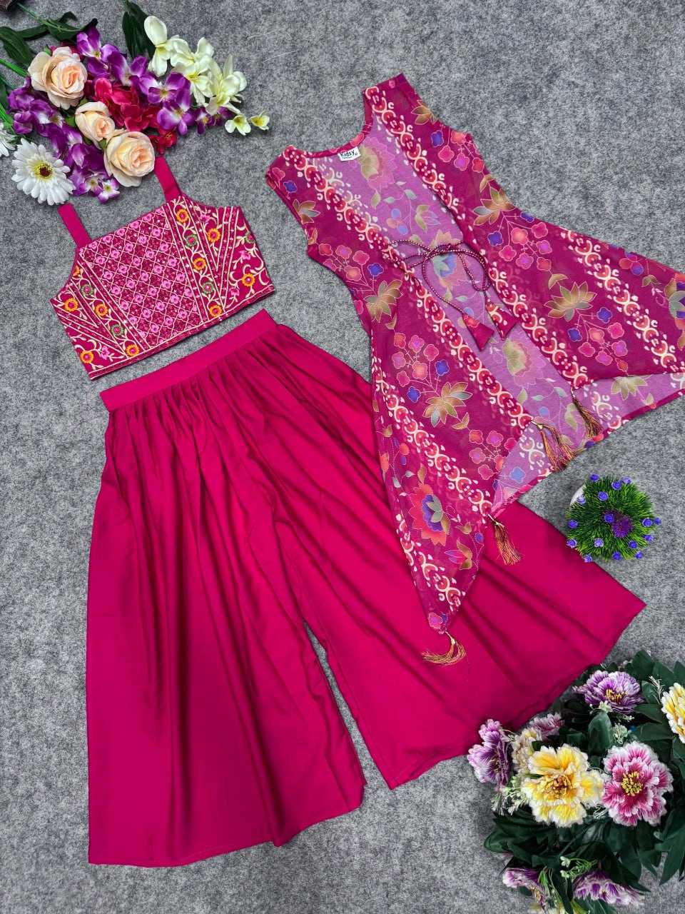 Ynf Heavy Crepe KESH642 049 Kids Wear Wholesale Embroidered Frock Girls Kurti Kids Festive Wear Manufacturer- Kids Exports