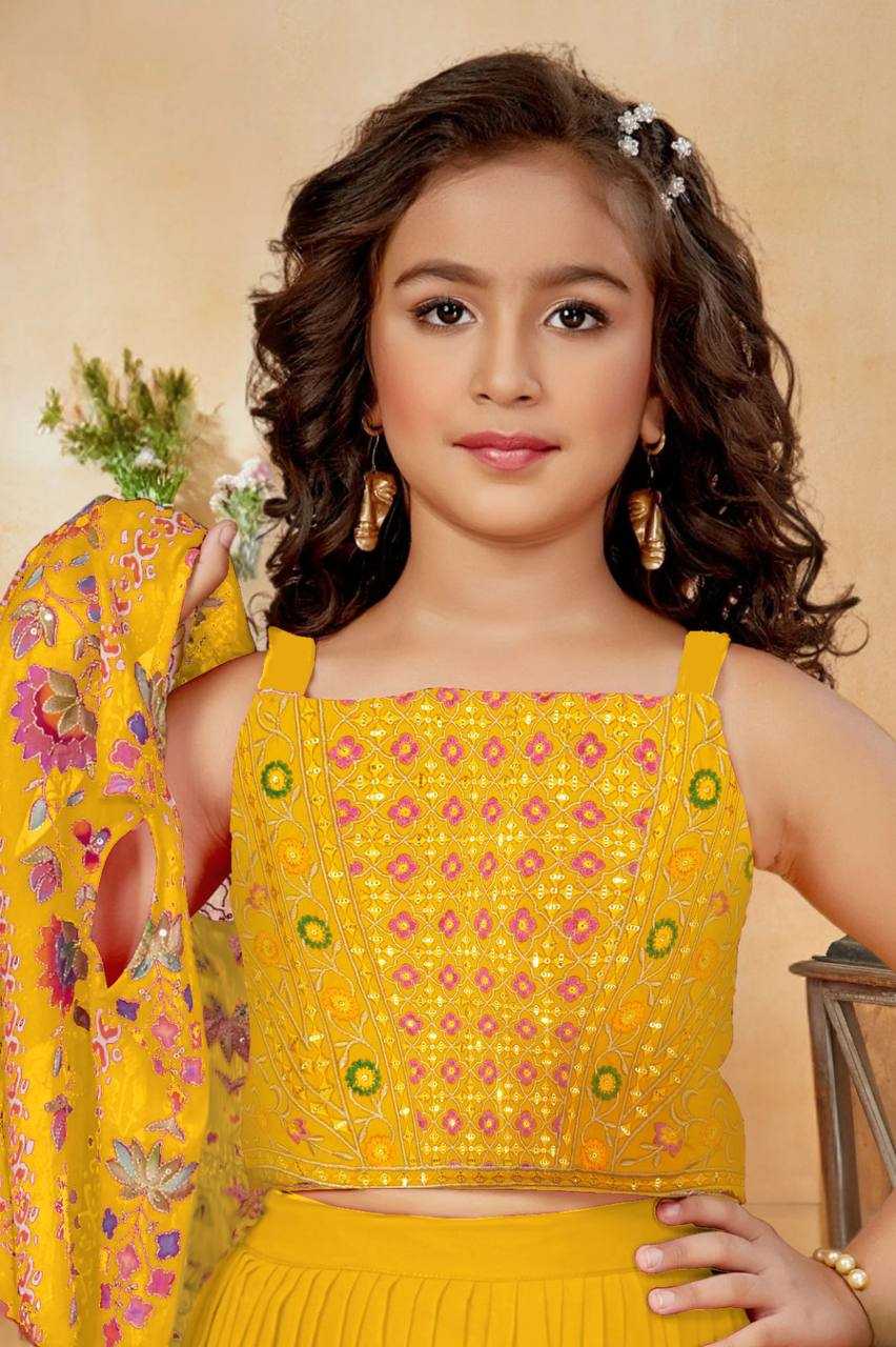 Ynf Heavy Crepe KESH642 049 Kids Wear Wholesale Embroidered Frock Girls Kurti Kids Festive Wear Manufacturer- Kids Exports