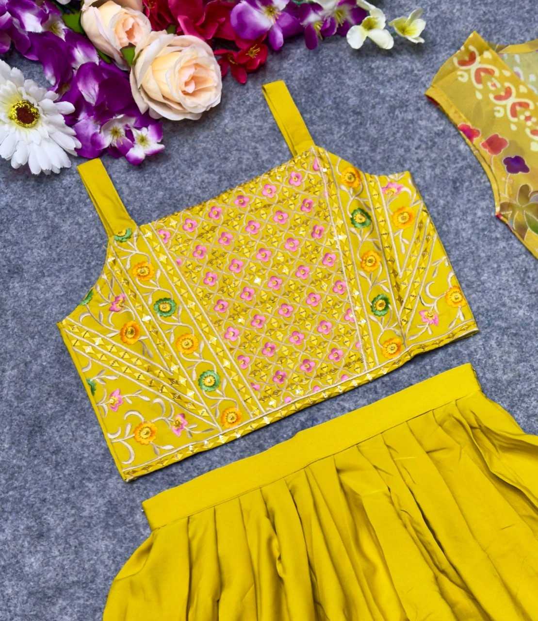 Ynf Heavy Crepe KESH642 049 Kids Wear Wholesale Embroidered Frock Girls Kurti Kids Festive Wear Manufacturer- Kids Exports