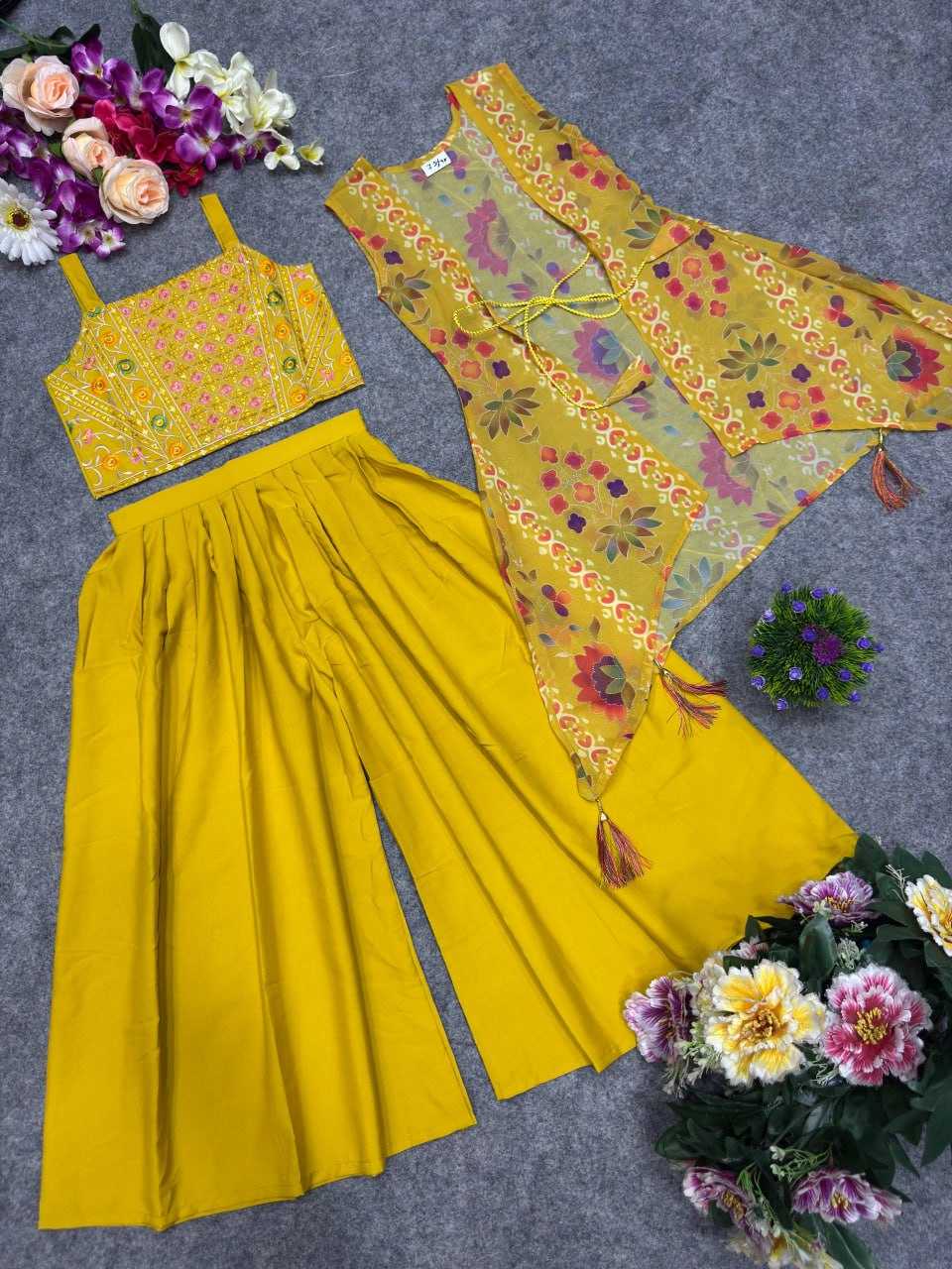 Ynf Heavy Crepe KESH642 049 Kids Wear Wholesale Embroidered Frock Girls Kurti Kids Festive Wear Manufacturer- Kids Exports