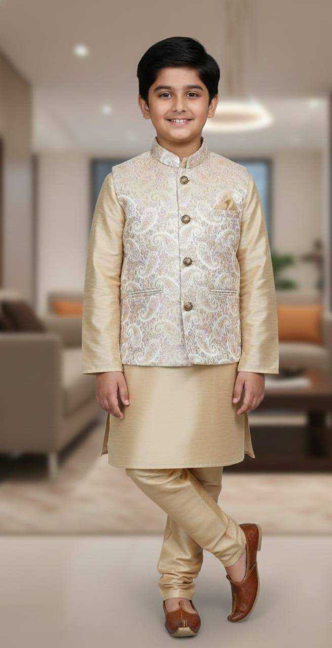 Ynf Jacquard KESH650 SAVI Kids Wear Festive Collections Wholesale Boys Kurta Pyjama Kids Festive Wear Baby Boy Kurta Set Manufacturer- Kids Exports