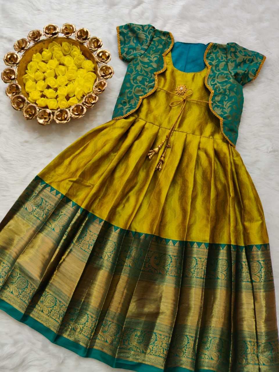 Ynf Lichi Silk RIN235 Snehal Kids Wear Festive Collections Wholesale Kids Gown Kids Frocks Kids Ethnic Gowns Manufacturer- Kids Exports