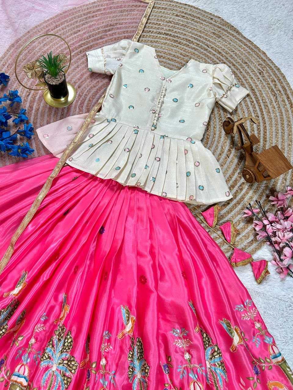 Ynf Mono Slub KESH167 SHIVANI Kids Wear Wholesale Embroidered Frock Kids Lehenga Choli Kids Silk Dress Manufacturer- Kids Exports