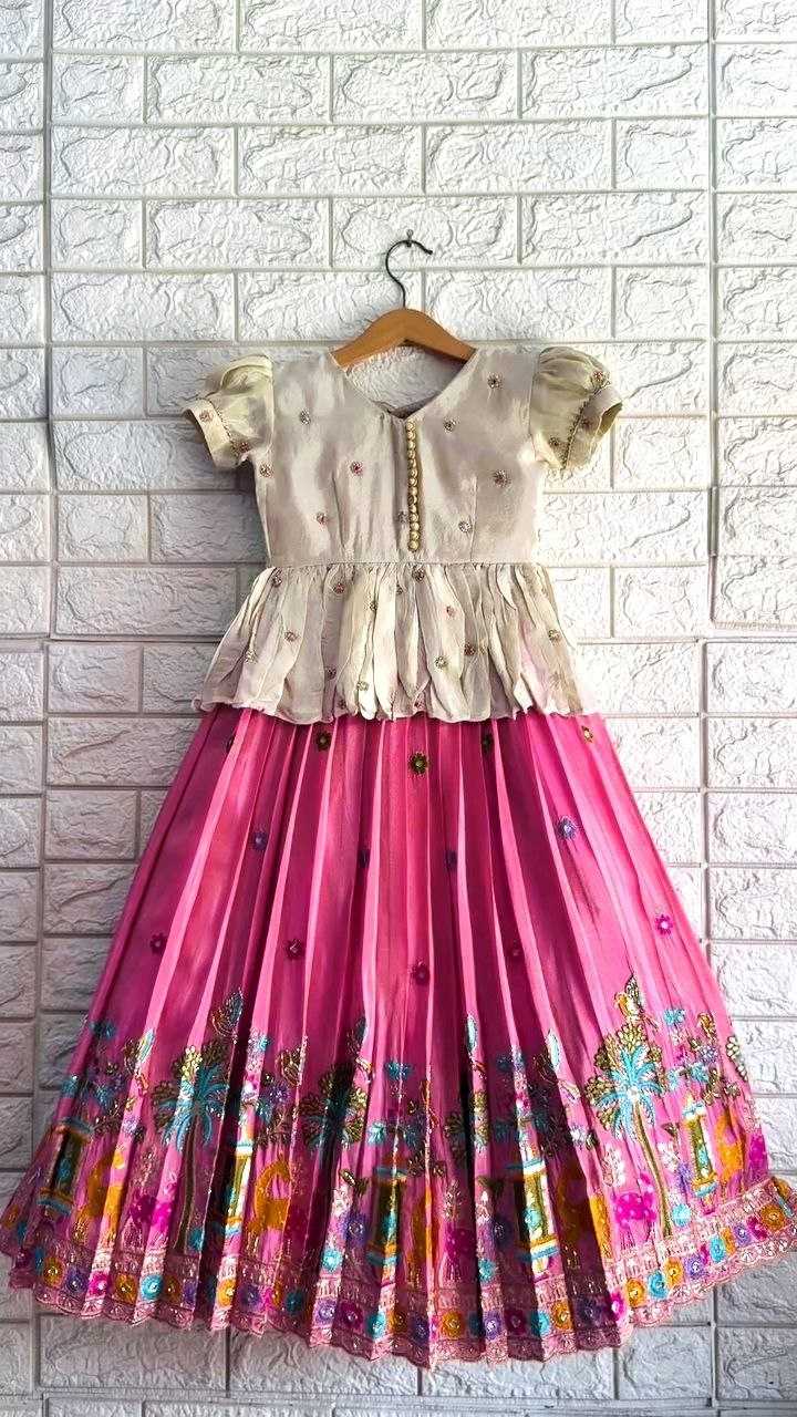 Ynf Mono Slub KESH167 SHIVANI Kids Wear Wholesale Embroidered Frock Kids Lehenga Choli Kids Silk Dress Manufacturer- Kids Exports