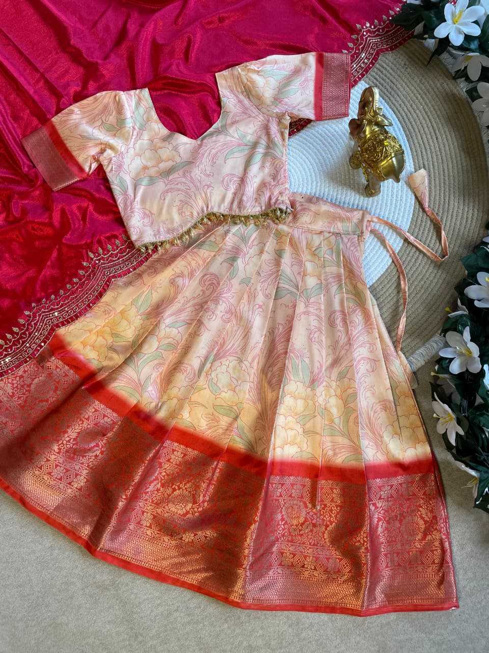 Ynf Pure Silk KESH505 Makar-Sankranti Kids Wear Festive Collections Wholesale Kids Lehenga Choli Kids Silk Dress Pongal Collections Manufacturer- Kids Exports