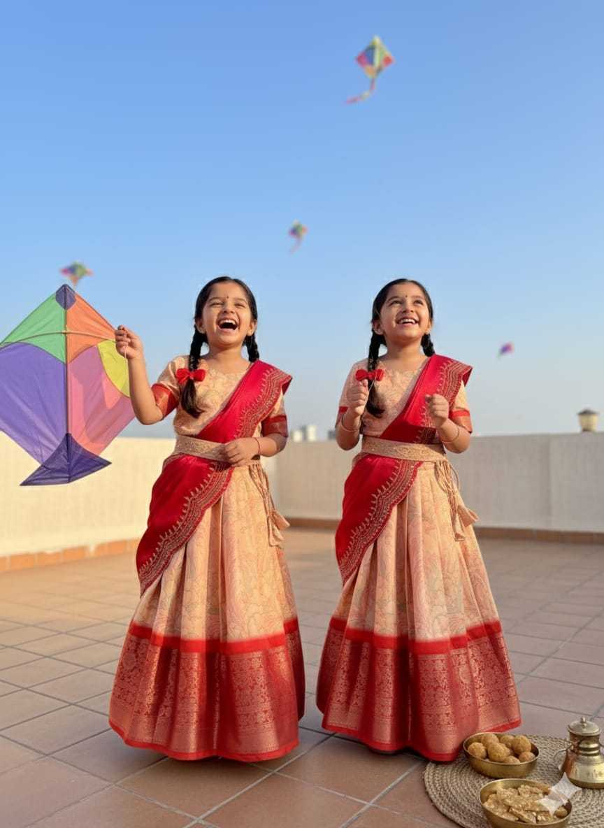 Ynf Pure Silk KESH505 Makar-Sankranti Kids Wear Festive Collections Wholesale Kids Lehenga Choli Kids Silk Dress Pongal Collections Manufacturer- Kids Exports