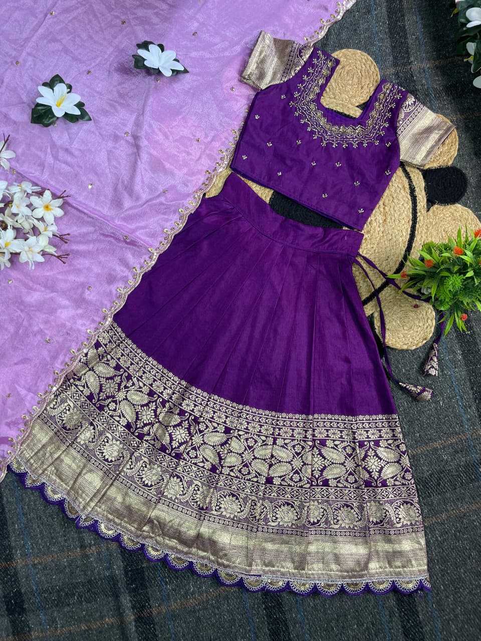 Ynf Pure Silk KESH505 SANIYA Kids Wear Festive Collections Wholesale Kids Lehenga Choli Kids Festive Wear Pongal Collections Manufacturer- Kids Exports