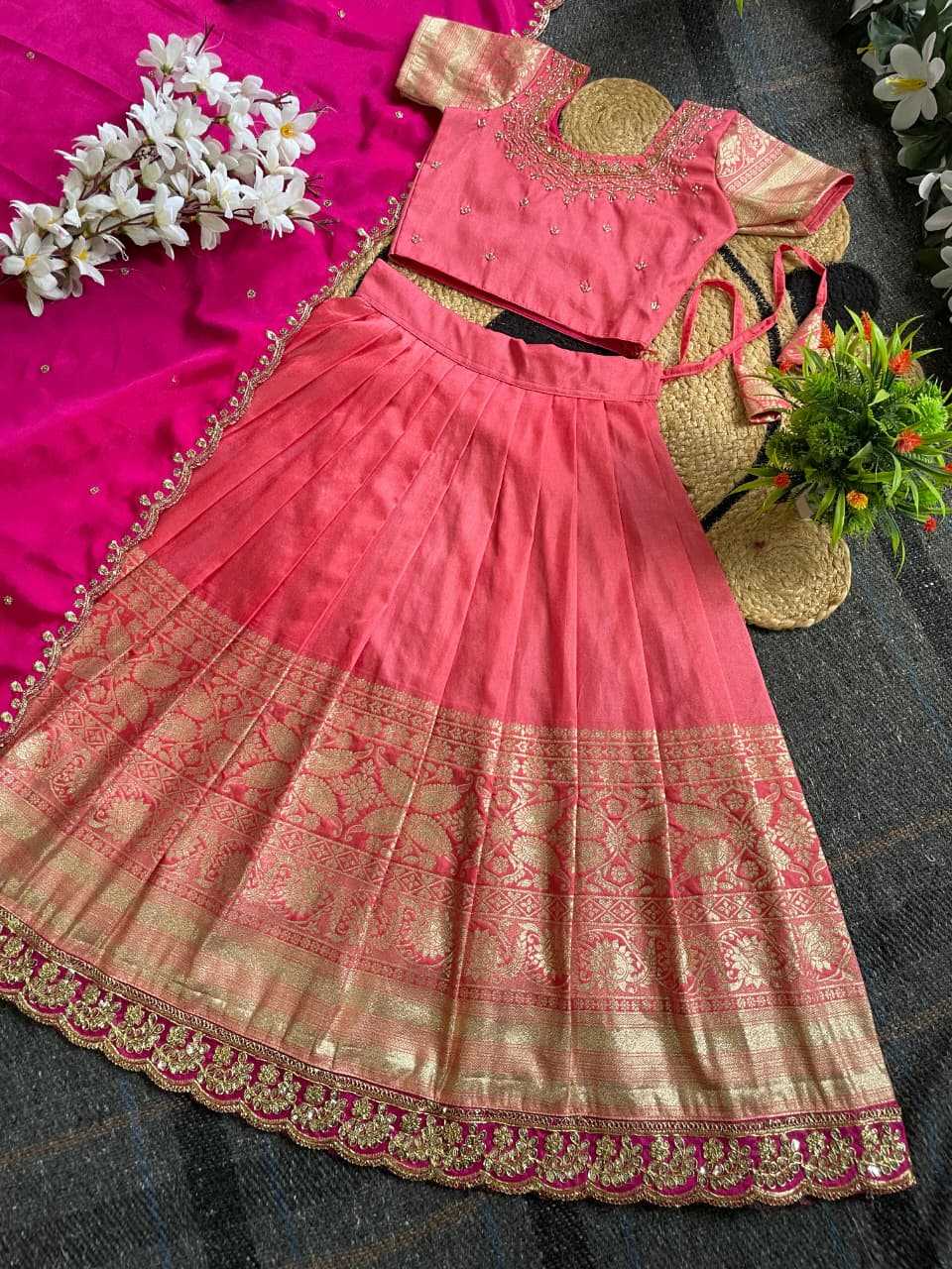 Ynf Pure Silk KESH505 SANIYA Kids Wear Festive Collections Wholesale Kids Lehenga Choli Kids Festive Wear Pongal Collections Manufacturer- Kids Exports