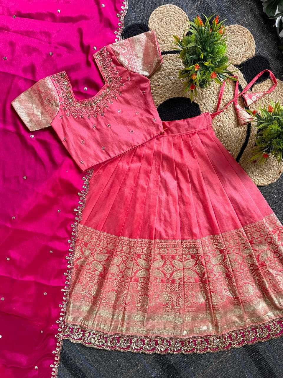 Ynf Pure Silk KESH505 SANIYA Kids Wear Festive Collections Wholesale Kids Lehenga Choli Kids Festive Wear Pongal Collections Manufacturer- Kids Exports