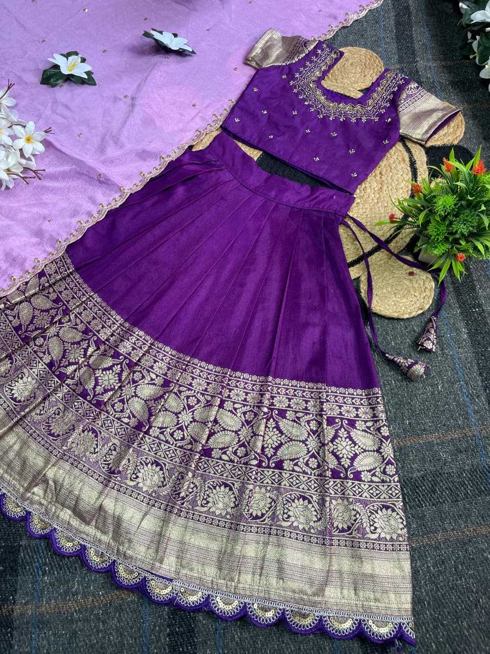 Ynf Pure Silk KESH505 SANIYA Kids Wear Festive Collections Wholesale Kids Lehenga Choli Kids Festive Wear Pongal Collections Manufacturer- Kids Exports