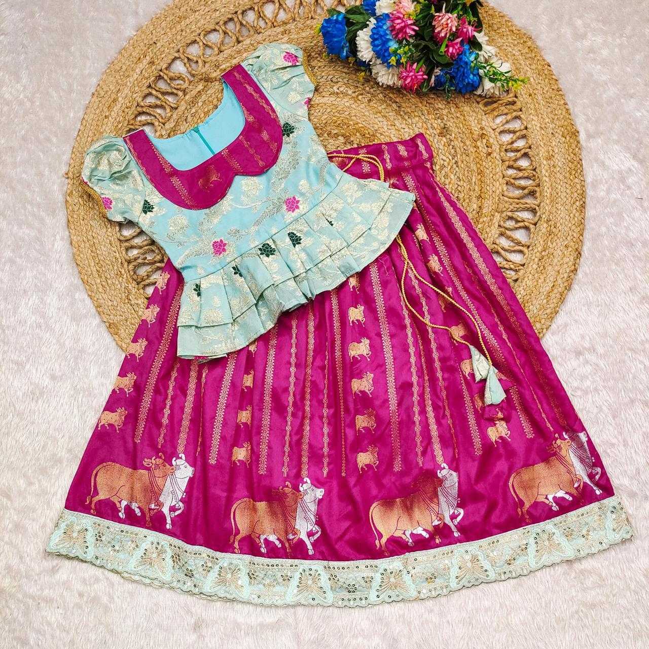 Ynf Russian Silk KESH503 8084 Kids Wear Wholesale Indian Wear For Kids Kids Lehenga Choli Kids Festive Wear Manufacturer- Kids Exports