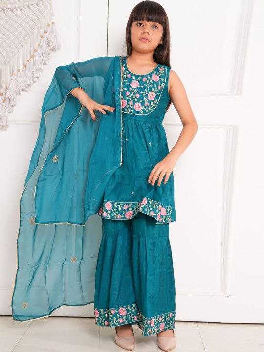 Ynf Silk KESH642 UMA Kids Wear Festive Collections Wholesale Kids Sharara Kids Festive Wear Kids Wedding Outfits Manufacturer- Kids Exports