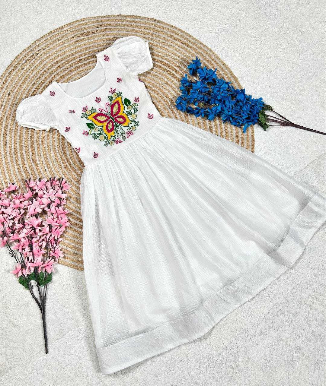 Ynf Soft Cotton KESH619 Resham Kids Wear Wholesale Kids Gown Kids Frocks Girls Frock Manufacturer- Kids Exports