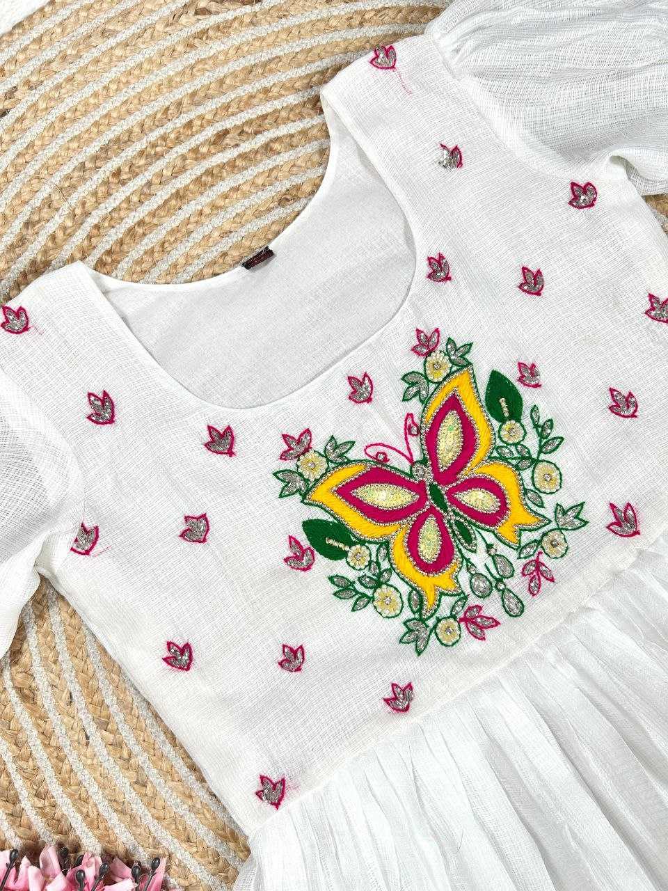 Ynf Soft Cotton KESH619 Resham Kids Wear Wholesale Kids Gown Kids Frocks Girls Frock Manufacturer- Kids Exports