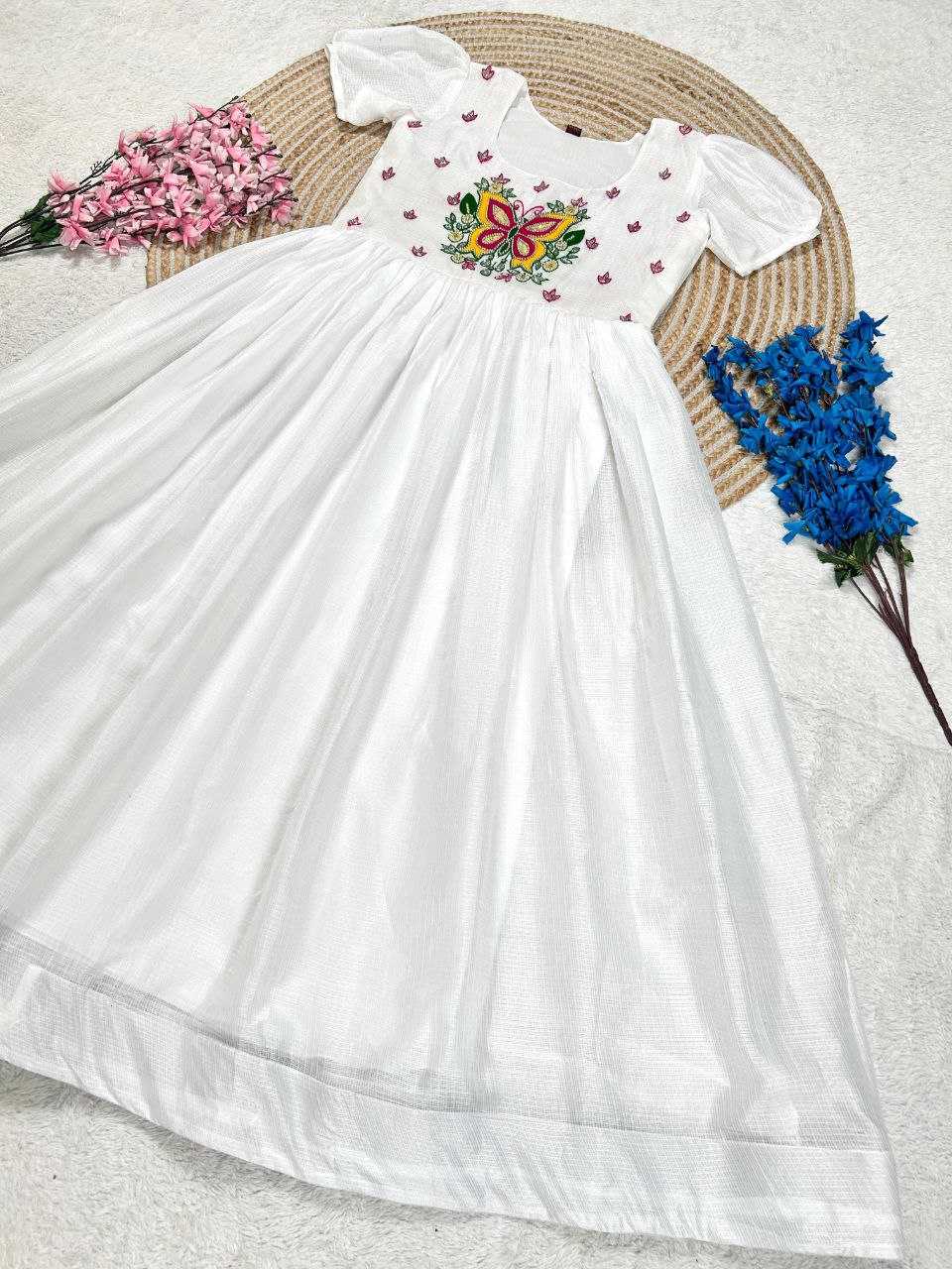 Ynf Soft Cotton KESH619 Resham Kids Wear Wholesale Kids Gown Kids Frocks Girls Frock Manufacturer- Kids Exports