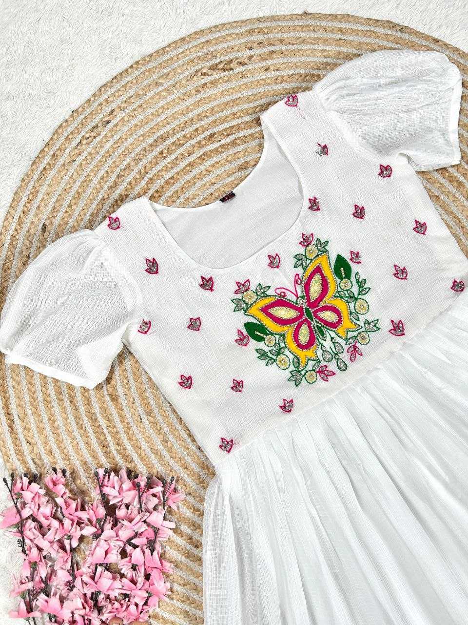 Ynf Soft Cotton KESH619 Resham Kids Wear Wholesale Kids Gown Kids Frocks Girls Frock Manufacturer- Kids Exports