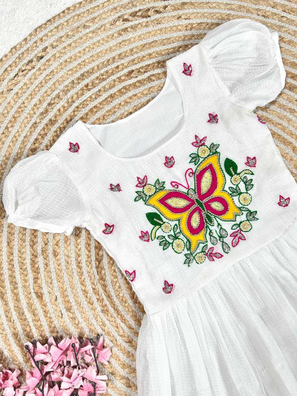 Ynf Soft Cotton KESH619 Resham Kids Wear Wholesale Kids Gown Kids Frocks Girls Frock Manufacturer- Kids Exports