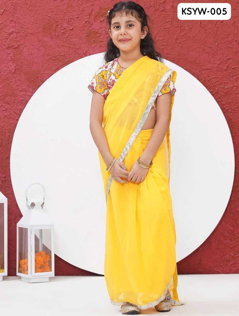 Ynf Soft Dola KESH505 005 Kids Wear Wholesale Kids Saree Dress Kids Festive Wear Kids Party Wear Ethnic Manufacturer- Kids Exports