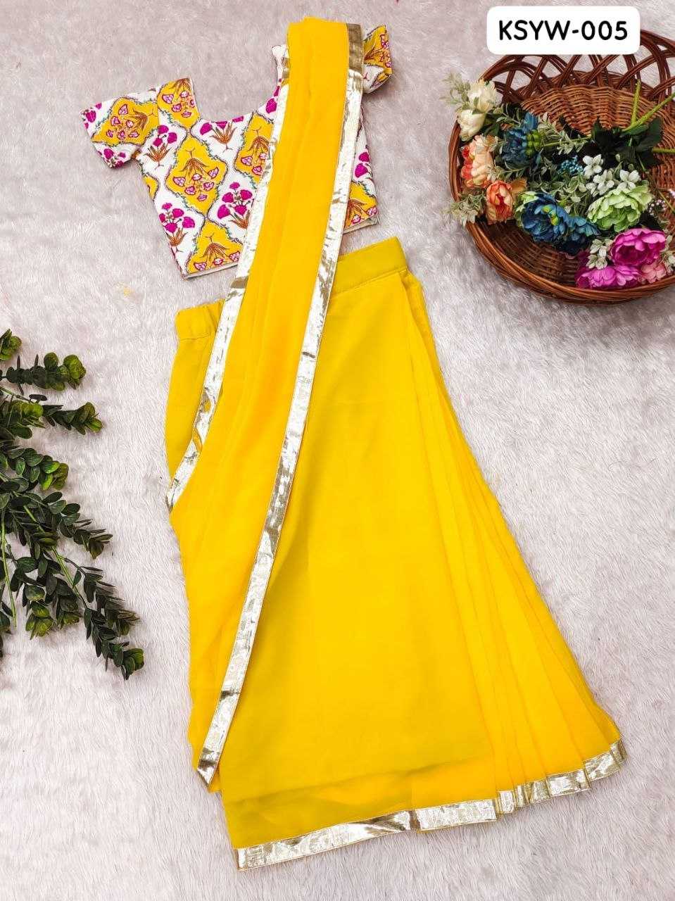 Ynf Soft Dola KESH505 005 Kids Wear Wholesale Kids Saree Dress Kids Festive Wear Kids Party Wear Ethnic Manufacturer- Kids Exports