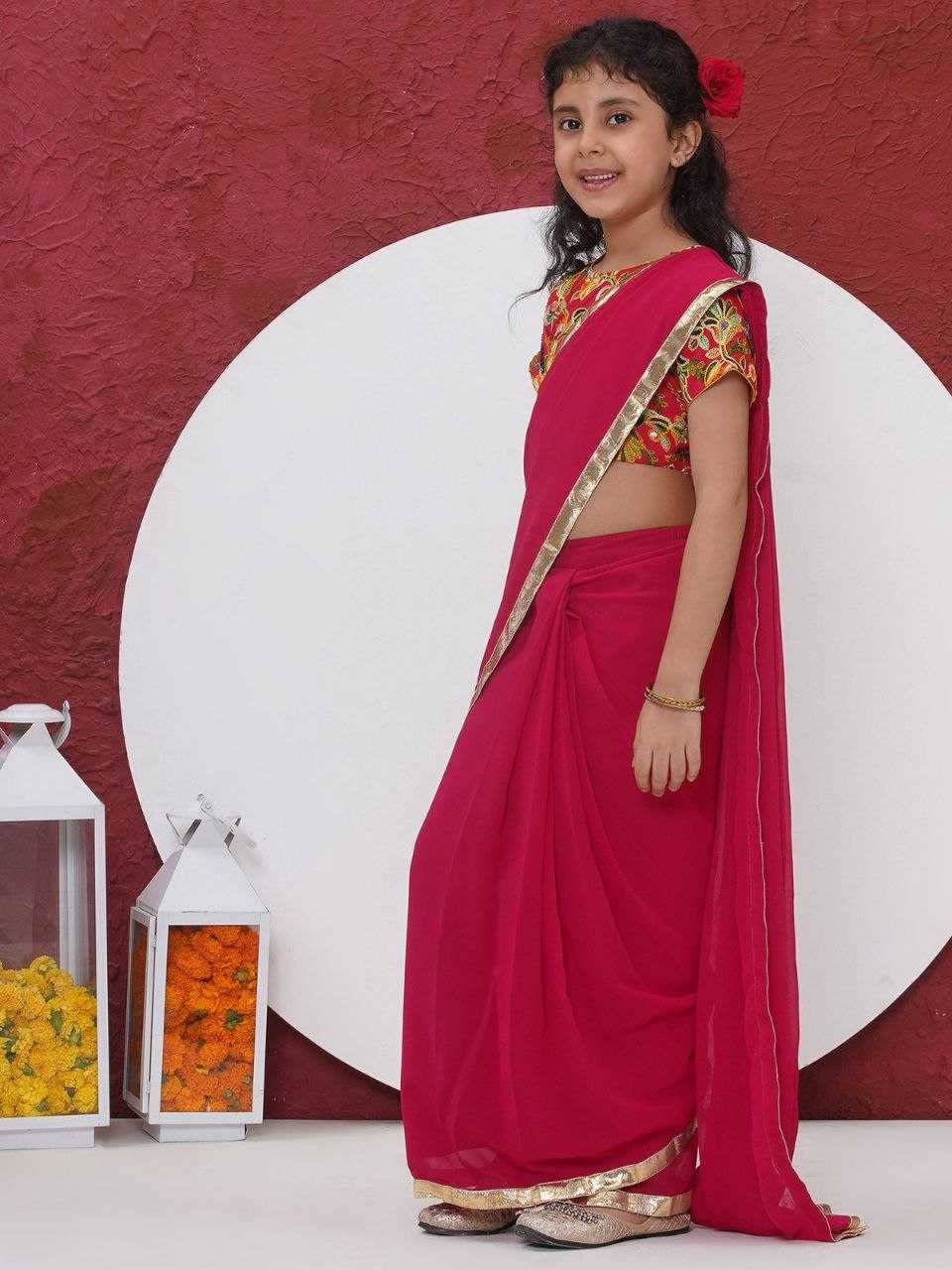Ynf Soft Dola KESH505 007 Kids Wear Wholesale Kids Saree Dress Kids Festive Wear Kids Party Wear Ethnic Manufacturer- Kids Exports