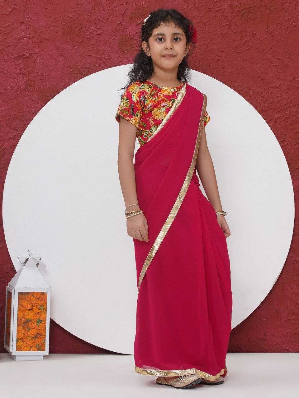 Ynf Soft Dola KESH505 007 Kids Wear Wholesale Kids Saree Dress Kids Festive Wear Kids Party Wear Ethnic Manufacturer- Kids Exports
