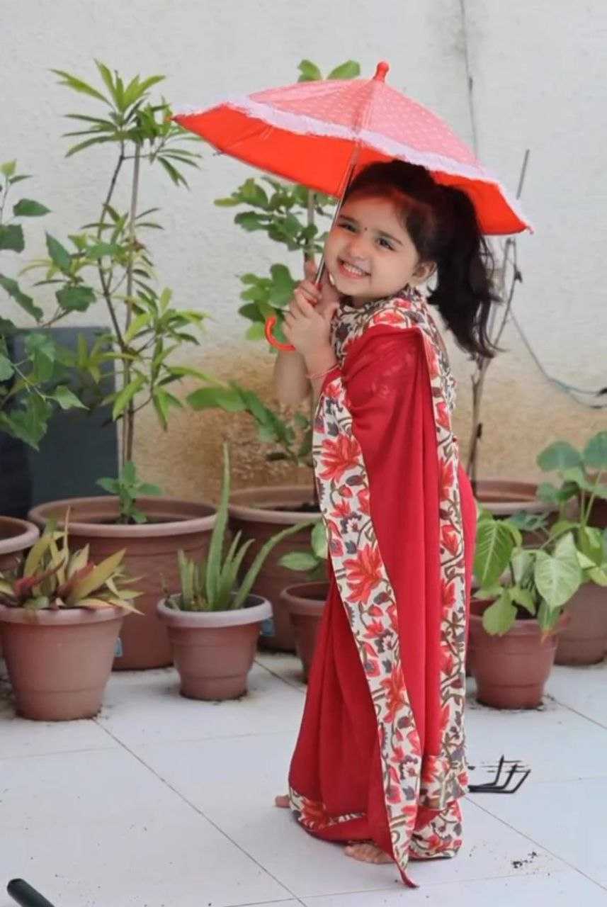 Ynf Soft Dola KESH505 008 Kids Wear Wholesale Kids Saree Dress Kids Traditional Outfits Kids Festive Wear Manufacturer- Kids Exports