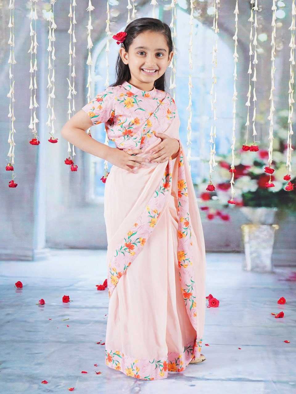 Ynf Soft Dola KESH505 009 Kids Wear Wholesale Kids Saree Dress Kids Ethnic Wear Kids Festive Wear Manufacturer- Kids Exports